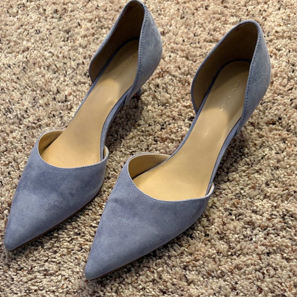 Ann Taylor D'Orsay Pointed Pump in Light Blue Suede